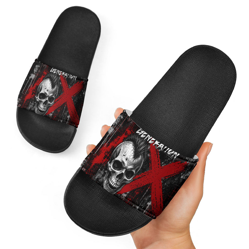 Generation X Mohawk Skull Slide Sandals Distressed Punk Rock Grunge