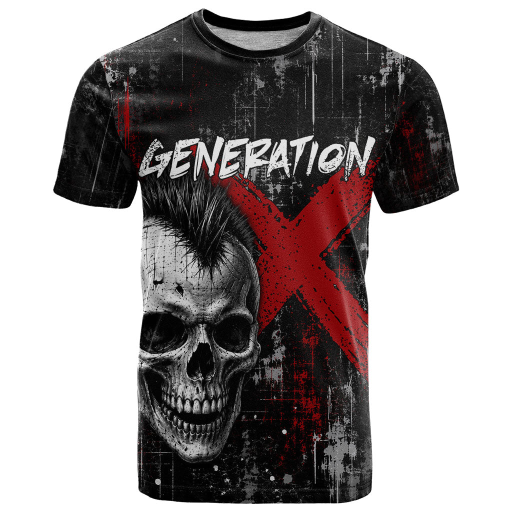 Generation X Mohawk Skull T Shirt Distressed Punk Rock Grunge