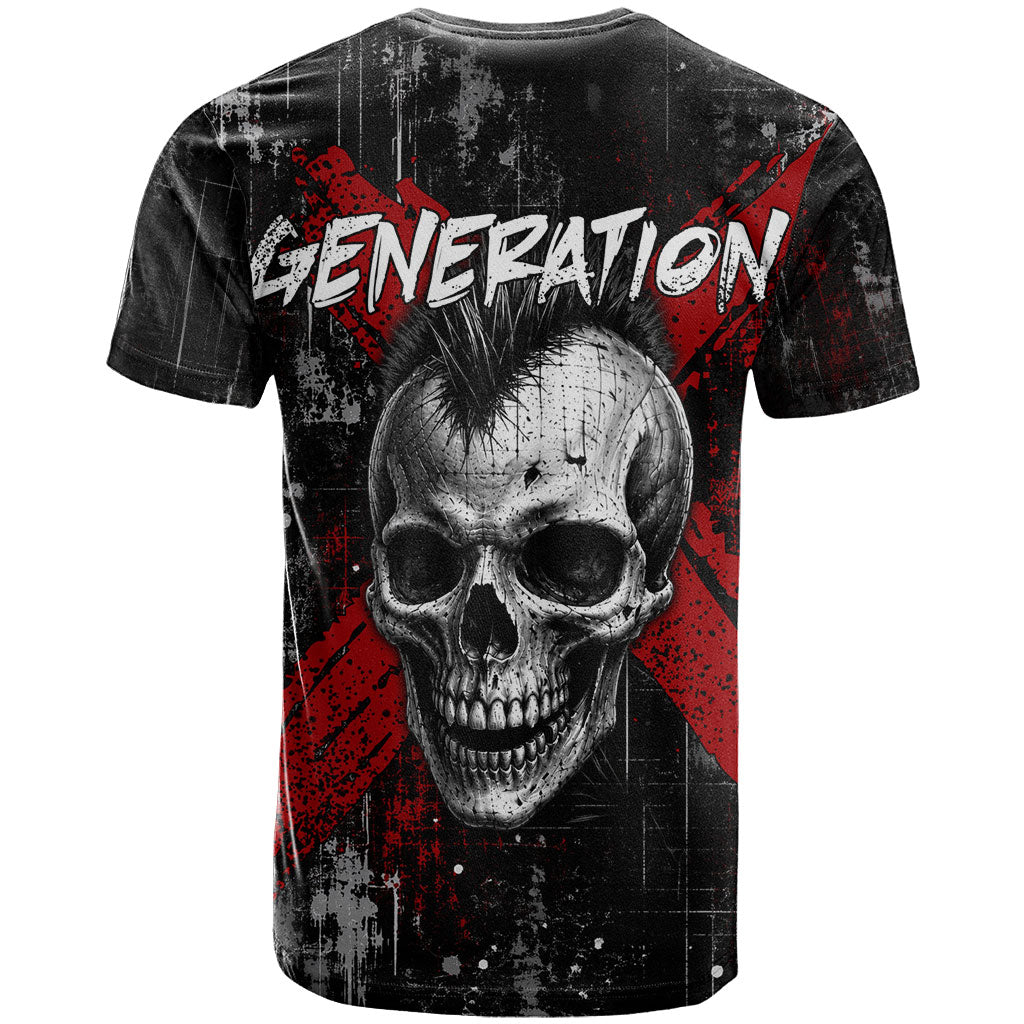 Generation X Mohawk Skull T Shirt Distressed Punk Rock Grunge