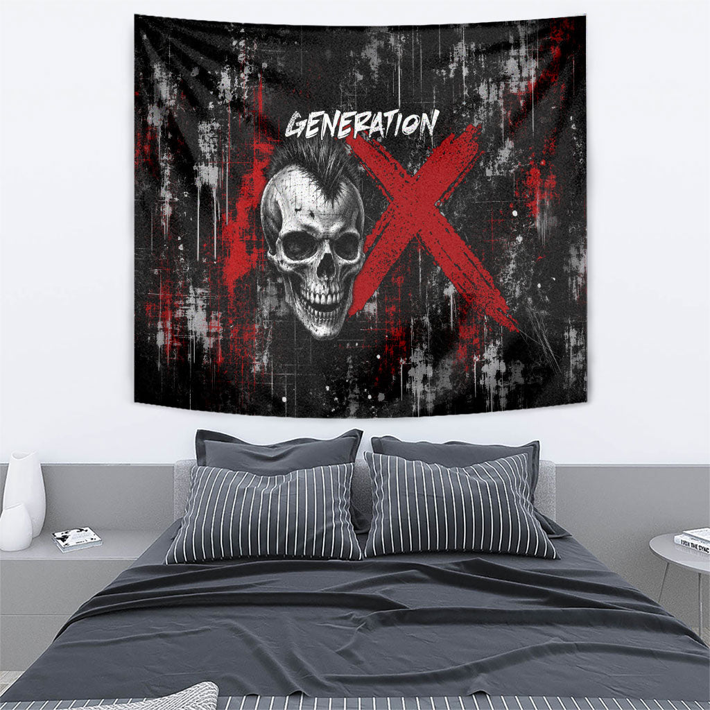 Generation X Mohawk Skull Tapestry Distressed Punk Rock Grunge