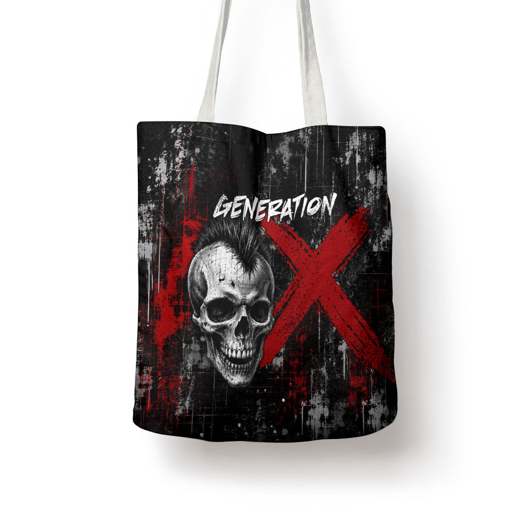 Generation X Mohawk Skull Tote Bag Distressed Punk Rock Grunge