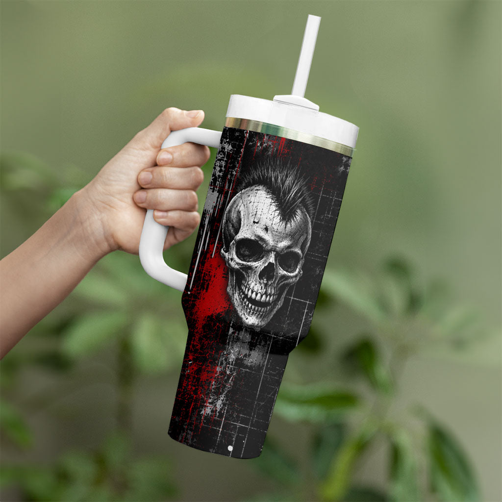 Generation X Mohawk Skull Tumbler With Handle Distressed Punk Rock Grunge