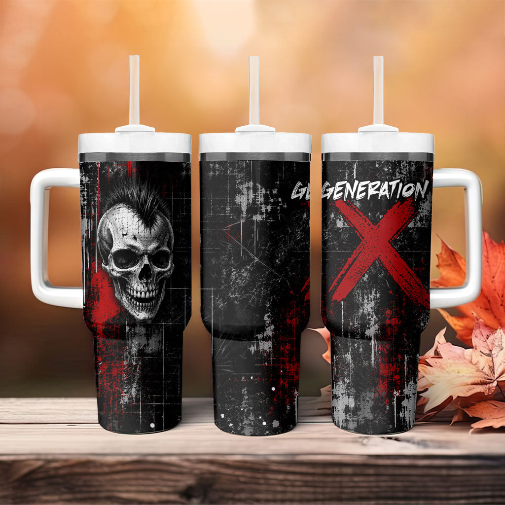Generation X Mohawk Skull Tumbler With Handle Distressed Punk Rock Grunge