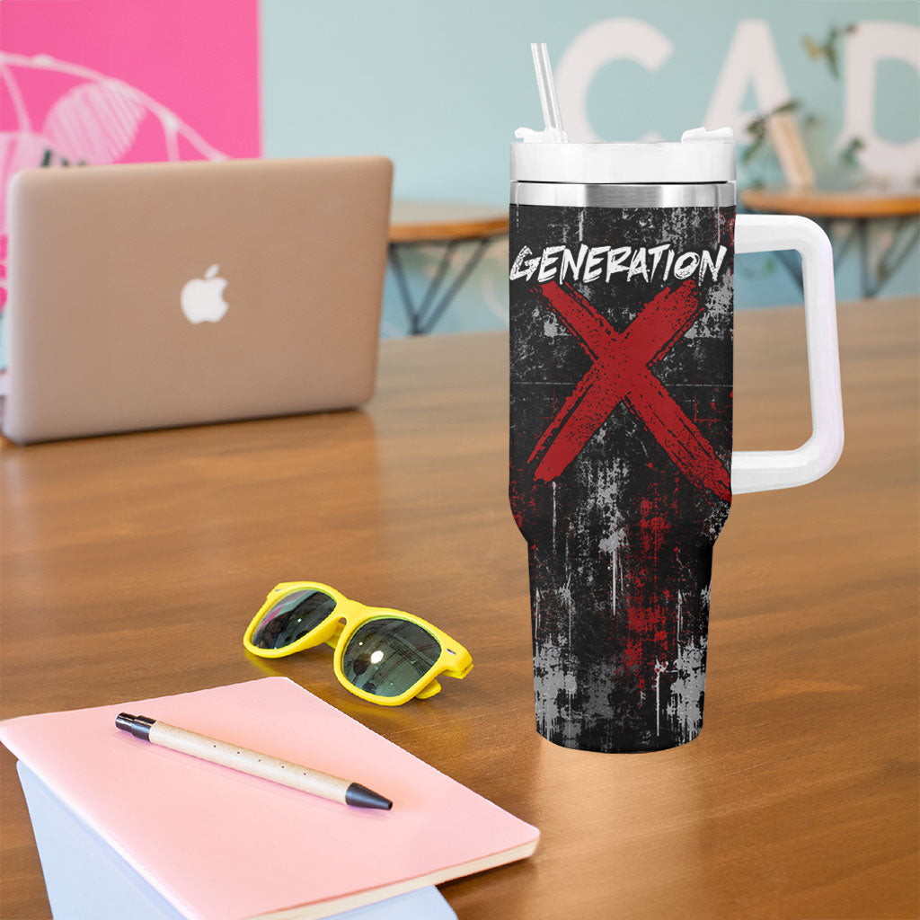 Generation X Mohawk Skull Tumbler With Handle Distressed Punk Rock Grunge