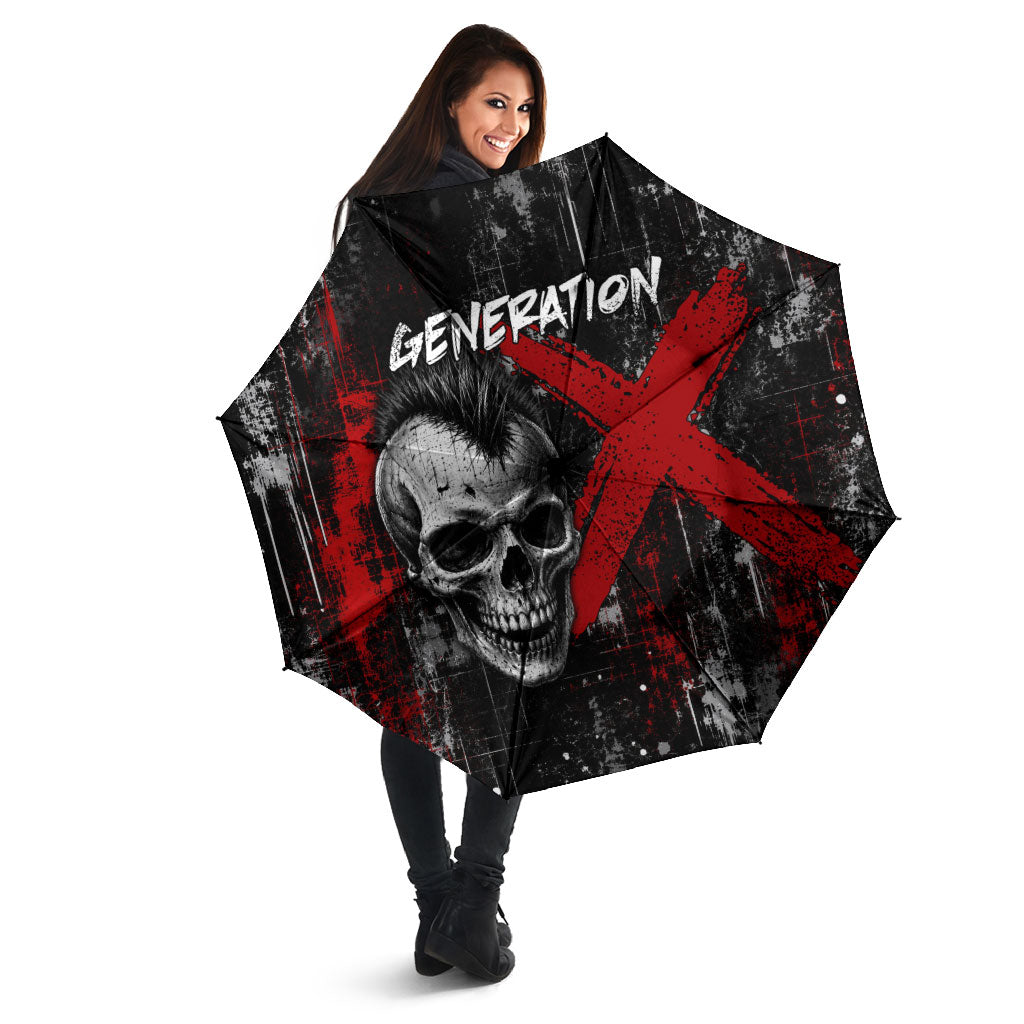 Generation X Mohawk Skull Umbrella Distressed Punk Rock Grunge