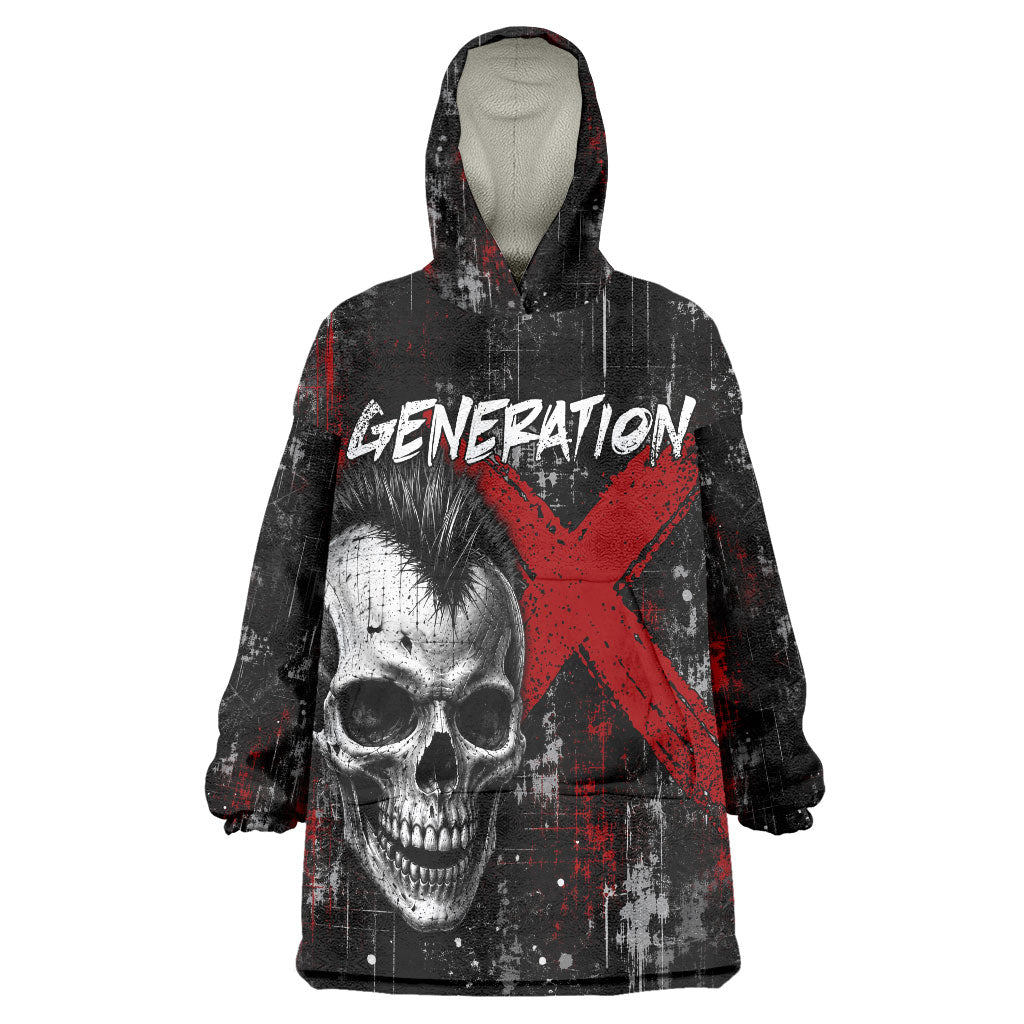 Generation X Mohawk Skull Wearable Blanket Hoodie Distressed Punk Rock Grunge