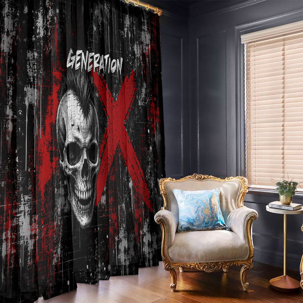Generation X Mohawk Skull Window Curtain Distressed Punk Rock Grunge