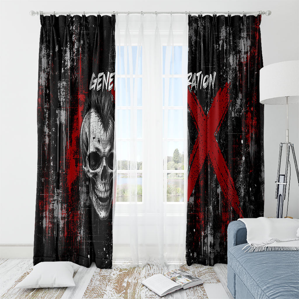 Generation X Mohawk Skull Window Curtain Distressed Punk Rock Grunge