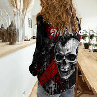 Generation X Mohawk Skull Women Casual Shirt Distressed Punk Rock Grunge