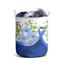 Diabetes Awareness Ribbon Laundry Basket Floral Blue Ribbon World Map