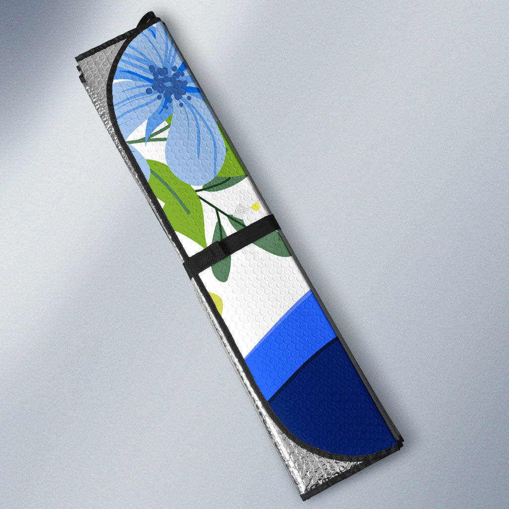 Diabetes Awareness Ribbon Auto Sun Shade Floral Blue Ribbon World Map