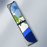 Diabetes Awareness Ribbon Auto Sun Shade Floral Blue Ribbon World Map
