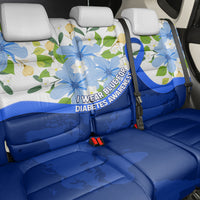 Diabetes Awareness Ribbon Back Car Seat Cover Floral Blue Ribbon World Map