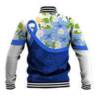 Diabetes Awareness Ribbon Baseball Jacket Floral Blue Ribbon World Map