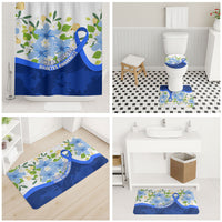 Diabetes Awareness Ribbon Bathroom Set Floral Blue Ribbon World Map