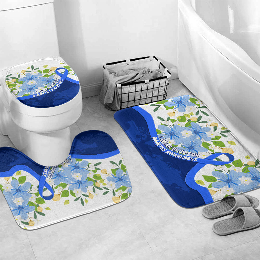 Diabetes Awareness Ribbon Bathroom Set Floral Blue Ribbon World Map