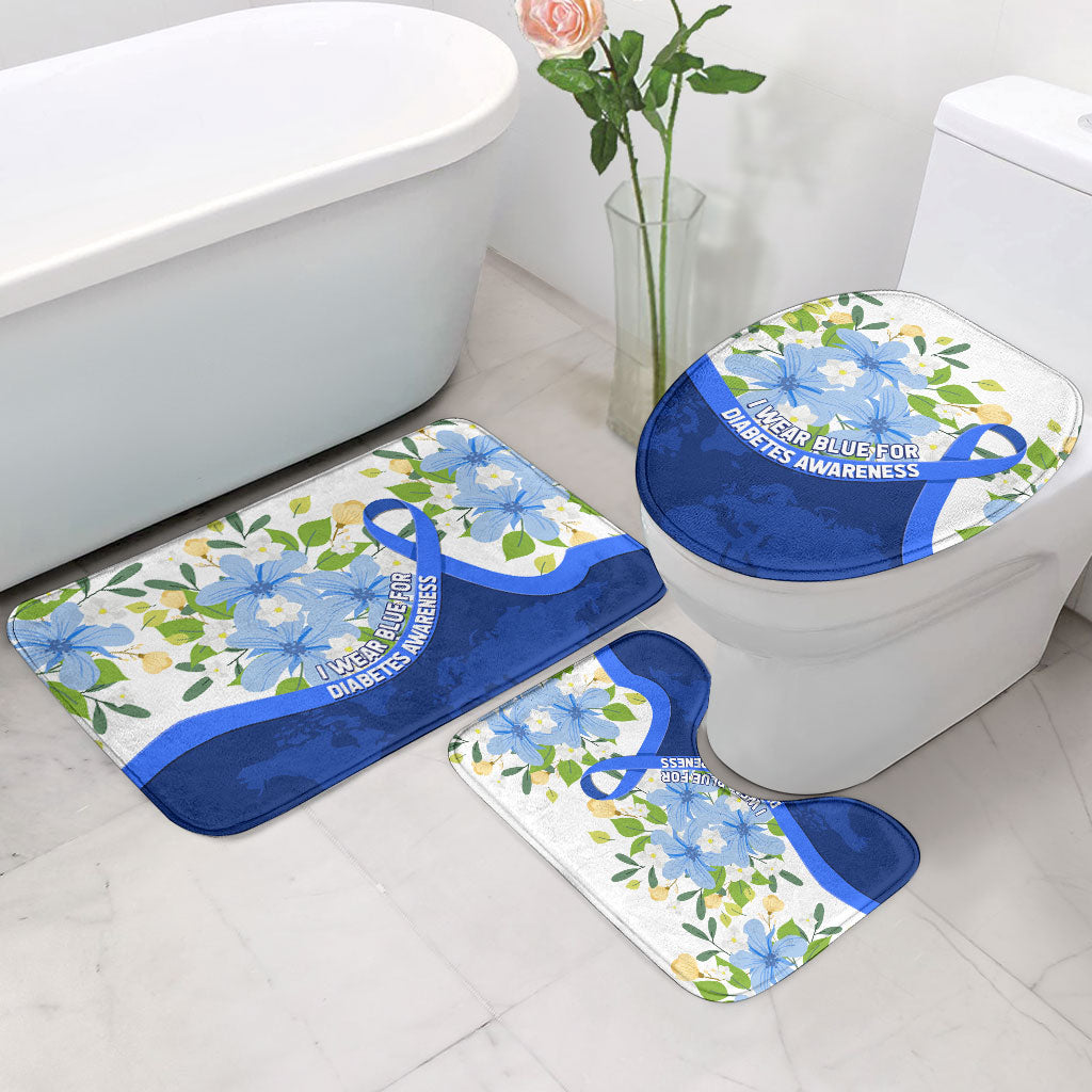 Diabetes Awareness Ribbon Bathroom Set Floral Blue Ribbon World Map
