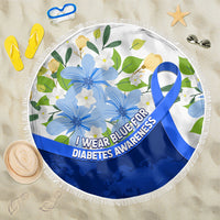 Diabetes Awareness Ribbon Beach Blanket Floral Blue Ribbon World Map