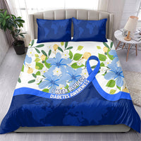 Diabetes Awareness Ribbon Bedding Set Floral Blue Ribbon World Map