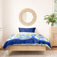 Diabetes Awareness Ribbon Bedding Set Floral Blue Ribbon World Map