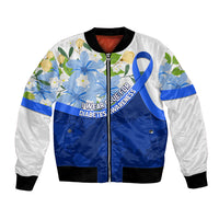 Diabetes Awareness Ribbon Bomber Jacket Floral Blue Ribbon World Map