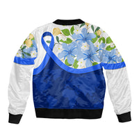 Diabetes Awareness Ribbon Bomber Jacket Floral Blue Ribbon World Map