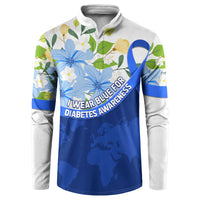 Diabetes Awareness Ribbon Button Sweatshirt Floral Blue Ribbon World Map