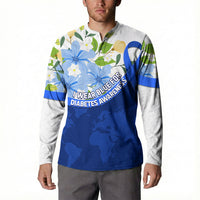 Diabetes Awareness Ribbon Button Sweatshirt Floral Blue Ribbon World Map