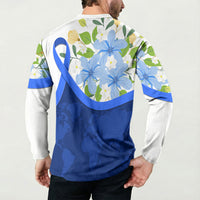 Diabetes Awareness Ribbon Button Sweatshirt Floral Blue Ribbon World Map