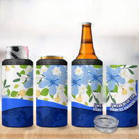 Diabetes Awareness Ribbon 4 in 1 Can Cooler Tumbler Floral Blue Ribbon World Map