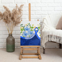 Diabetes Awareness Ribbon Canvas Wall Art Floral Blue Ribbon World Map