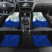 Diabetes Awareness Ribbon Car Mats Floral Blue Ribbon World Map
