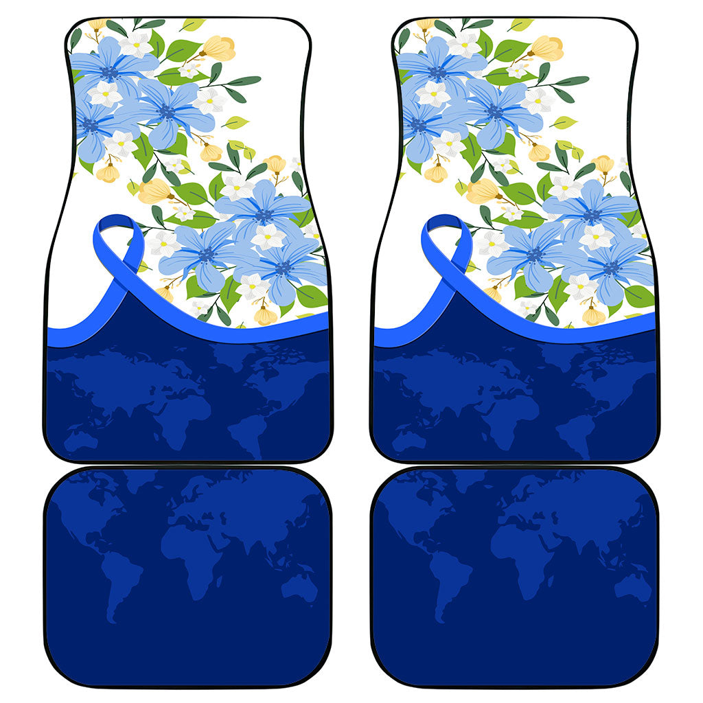 Diabetes Awareness Ribbon Car Mats Floral Blue Ribbon World Map