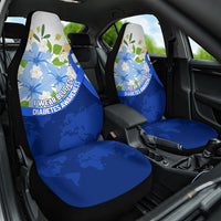 Diabetes Awareness Ribbon Car Seat Cover Floral Blue Ribbon World Map