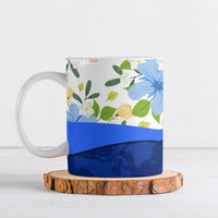 Diabetes Awareness Ribbon Ceramic Mug Floral Blue Ribbon World Map