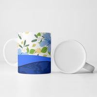 Diabetes Awareness Ribbon Ceramic Mug Floral Blue Ribbon World Map