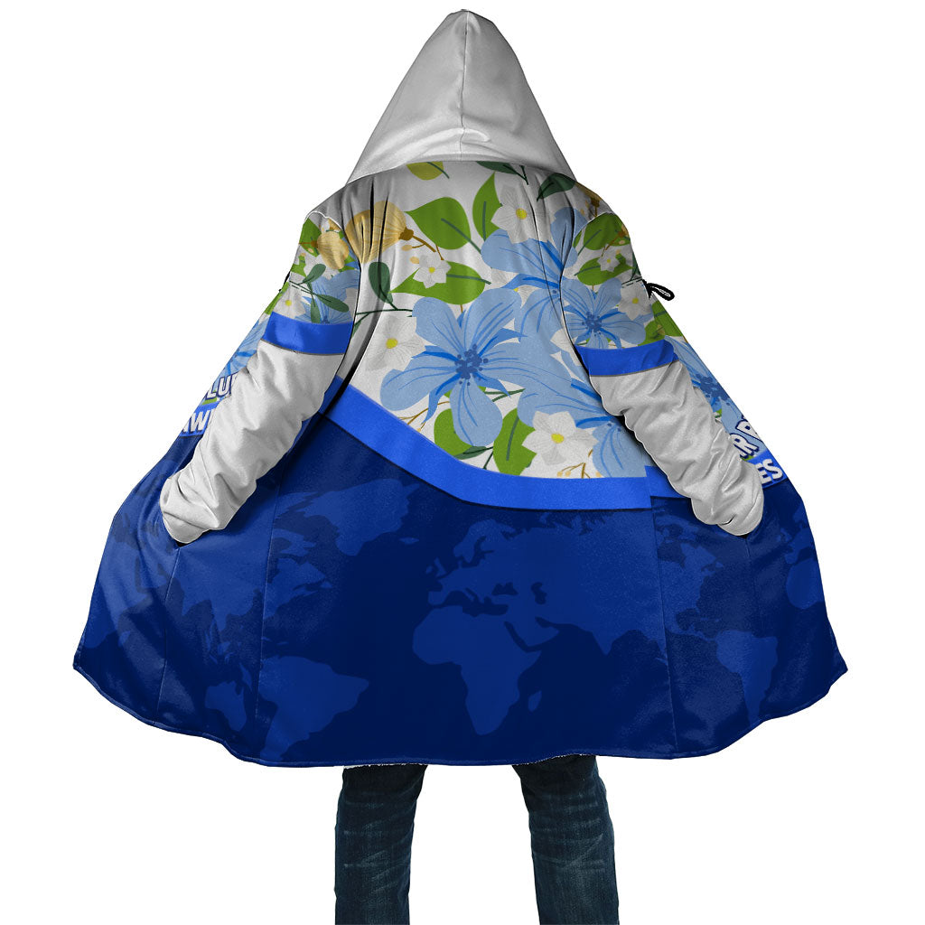 Diabetes Awareness Ribbon Cloak Floral Blue Ribbon World Map