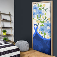 Diabetes Awareness Ribbon Door Cover Floral Blue Ribbon World Map