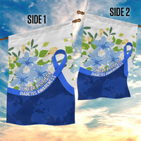 Diabetes Awareness Ribbon Garden Flag Floral Blue Ribbon World Map