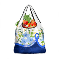 Diabetes Awareness Ribbon Grocery Bag Floral Blue Ribbon World Map