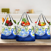 Diabetes Awareness Ribbon Grocery Bag Floral Blue Ribbon World Map