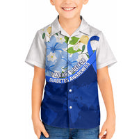 Diabetes Awareness Ribbon Hawaiian Shirt Floral Blue Ribbon World Map