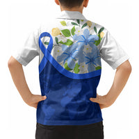 Diabetes Awareness Ribbon Hawaiian Shirt Floral Blue Ribbon World Map