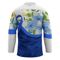 Diabetes Awareness Ribbon Hockey Jersey Floral Blue Ribbon World Map