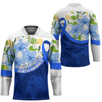 Diabetes Awareness Ribbon Hockey Jersey Floral Blue Ribbon World Map