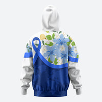 Diabetes Awareness Ribbon Hoodie Floral Blue Ribbon World Map