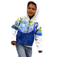 Diabetes Awareness Ribbon Kid Hoodie Floral Blue Ribbon World Map