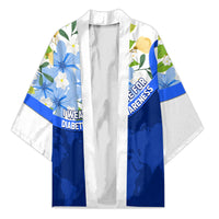 Diabetes Awareness Ribbon Kimono Floral Blue Ribbon World Map