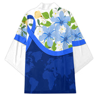 Diabetes Awareness Ribbon Kimono Floral Blue Ribbon World Map