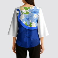 Diabetes Awareness Ribbon Kimono Sleeve Blouse Floral Blue Ribbon World Map